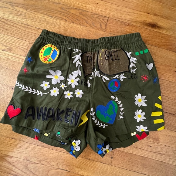 pharrell williams Pants - adidas x Pharrell Williams green awake embroidered jogger shorts - size M